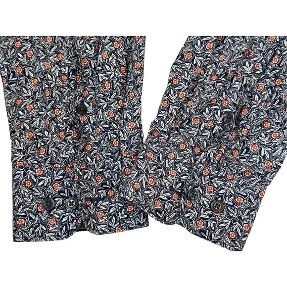 Perry Ellis Men’s Long Sleeve Floral Print Button Down Shirt Sz XL Blue - Picture 5 of 9